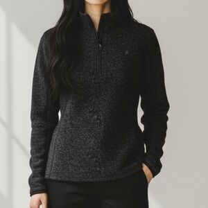 Spyder Black Women's Fleece Quarter Zip Printed Pullover Black M